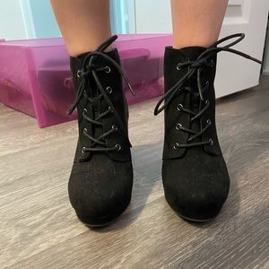 Black lace up booties